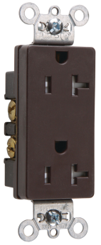 Pass & Seymour Straight Blade Receptacle TR26342 Decorator Duplex Tamper Resistant Straight Blade Receptacle, 125 VAC, 20 A, 2 Poles, 3 Wires, Brown