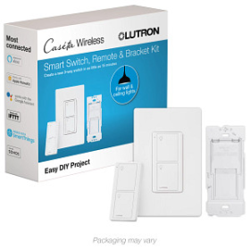 Lutron P-PKG1WS-WH 3-Way Smart Switch Kit for Wall and Ceiling Lights - Includes: (1) Smart Switch (1) Pico 2-Button Remote