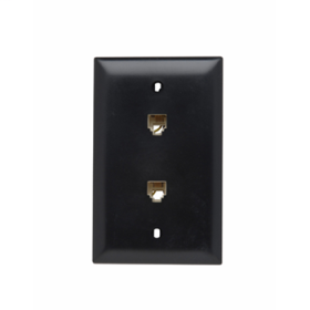 Pass & Seymour TPTE2-BK TP Series Standard Communication Plate With Wallplate, 1 Gang, 4-11/16 in L x 2-15/16 in W, Thermoplastic, Wall Mount