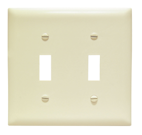 Pass & Seymour TPJ2I Toggle Switch Openings Two Gang Ivory Thermoplastic Plate