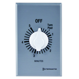 Intermatic FF5M 5-Minute Max Spring Wound Countdown Timer Commercial Style No Hold 125-277 VAC SPST Silver