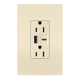 Pass & Seymour radiant R26USBAC6LA radiant 15A Tamper-Resistant Ultra-Fast USB Type A/C Outlet Light Almond