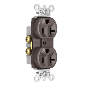 Pass & Seymour Straight Blade Receptacle TR5362CD Duplex Dual Controlled Plug Load Controllable Straight Blade Receptacle, 125 VAC, 20 A, Brown