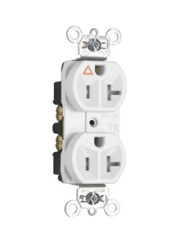 Pass & Seymour TRIG5362-W Duplex Heavy Duty Tamper Resistant Straight Blade Receptacle, 125 VAC, 20 A, 2 Poles, 3 Wires, White