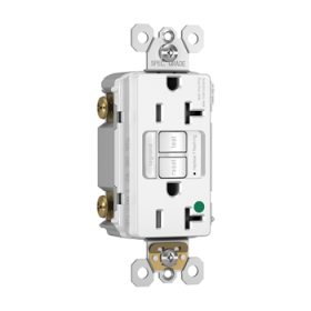 Pass & Seymour 2097-HGNTLTRW 2097HG Combination Self-Test Tamper Resistant GFCI Receptacle With Nightlight, 125 VAC, 20 A, 2 Poles, 3 Wires, White