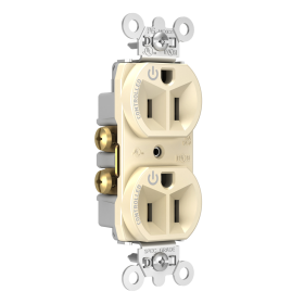 Pass & Seymour Straight Blade Receptacle 5262CD-LA Decorator Duplex Dual Controlled Plug Load Straight Blade Receptacle, 125 VAC, 15 A, Light Almond