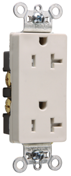 Pass & Seymour TR26342-LA Decorator Tamper Resistant Straight Blade Receptacle, 125 VAC, 20 A, 2 Poles, 3 Wires, Light Almond