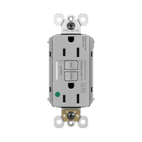 Pass & Seymour PT1597HGTRWRGRY PlugTail Hospital Grade Tamper-Resistant Weather-Resistant 15A Duplex Self-Test GFCI Receptacle Gray