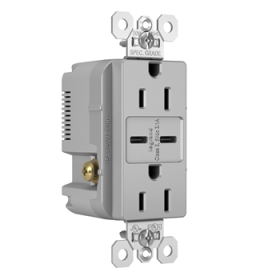 Pass & Seymour TR15USBCCGRY Spec Grade Type C USB Charging Receptacle - Gray TR15USBCCGRY