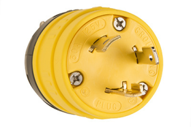 Pass & Seymour Turnlok 2847 Dust-Tight Large Straight Blade Locking Plug, 125 VAC, 30 A, 2 Poles, 3 Wires, Yellow