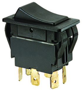 Ideal 774040BK Full-Size Rocker Switch, 20 A at 125 VAC, 15 A at 227 VAC, 2 A at 110 to 250 VAC, DPDT, 2 Poles