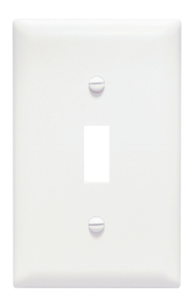 Pass & Seymour TP1W Toggle Switch Openings One Gang White Thermoplastic Plate