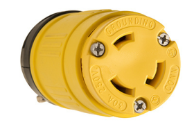 Pass & Seymour Turnlok 2948 Dust-Tight Large Straight Blade Locking Connector, 250 VAC, 30 A, 2 Poles, 3 Wires, Yellow