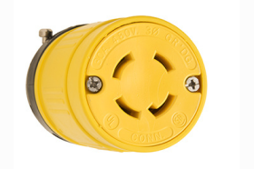 Pass & Seymour Turnlok 2976 Dust-Tight Large Straight Blade Locking Connector, 480 VAC, 30 A, 3 Poles, 4 Wires, Yellow