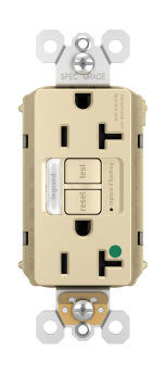 Pass & Seymour PT2097-HGNTLTRI Combination Self-Test Tamper Resistant GFCI Receptacle With Nightlight, 125 VAC, 20 A, 2 Poles, 3 Wires, Ivory