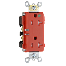 Pass & Seymour Straight Blade Receptacle TR26262-HGPIRED Decorator Duplex Extra Heavy Duty Straight Blade Receptacle, 125 VAC, 15 A, Red