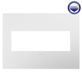 Pass & Seymour adorne AWP3GWH4 adorne Gloss White 3-Gang Screwless Wall Plate with Microban