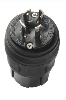 Pass & Seymour Turnlok 28-W76BK Watertight Locking Plug, 480 VAC, 30 A, 3 Poles, 4 Wires, Black