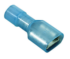 Ideal 84-9781 Fully Insulated Female Disconnect Terminal, 16 to 14 AWG Conductor, 0.25 x 0.032 in Tab, Shouldered Barrel, Brass/Nylon