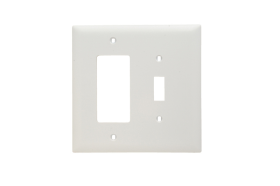 Pass & Seymour TPJ126W Combination Openings 1 Toggle Switch and 1 Decorator Two Gang White Thermoplastic Plate