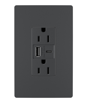 Pass & Seymour radiant R26USBACG radiant 15A Tamper-Resistant USB Type A/C Outlet Graphite