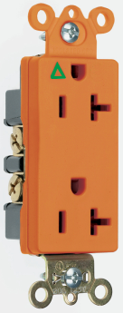 Pass & Seymour IG26362 Decorator Duplex Heavy Duty Straight Blade Receptacle, 125 VAC, 20 A, 2 Poles, 3 Wires, Orange