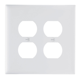 Pass & Seymour TradeMaster TPJ82-W Junior Jumbo Receptacle Wallplate 2 Gangs White 4.9 in Thermoplastic