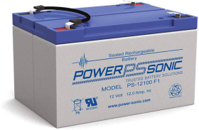 Power Sonic PS-12100F1 Rechargeable Battery 12V 12 Ah F1 Terminals ABS Plastic Case 5.95 In. Length