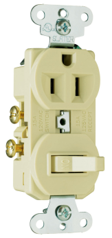 Pass & Seymour 691I 15A 120/125V Combination Single-Pole Switch and Single Receptacle Ivory