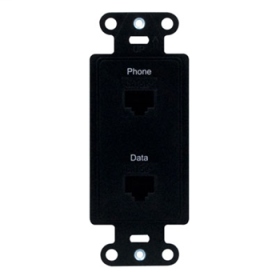 P&S WP3220-BK PRE-CONFIGURED 2 PORT STRAP PHONE RJ45 DATA RJ45 BLACK