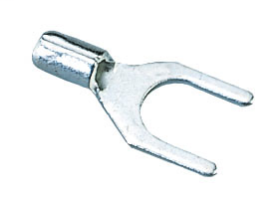 Ideal 83-6131 Non Insulated Bare Spade Terminal, 22 to 18 AWG, 10 in Stud, Tin Plated Brass