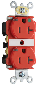 Pass & Seymour Straight Blade Receptacle TR8300-HPIRED Duplex Heavy Duty Straight Blade Receptacle, 125 VAC, 20 A, Red