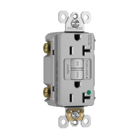 Pass & Seymour 2097-HGNAGRY radiant Duplex Self-Test GFCI Receptacle, 125 VAC, 20 A, 2 Poles, Gray