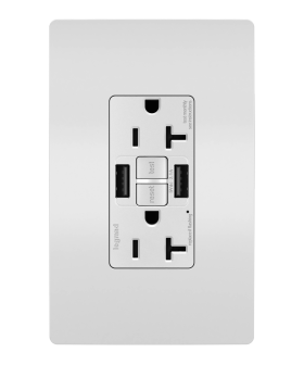 Pass & Seymour radiant 2097TRUSBAA-W 20A Tamper-Resistant Self-Test GFCI USB Type-Aa Outlet White