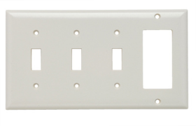 Pass & Seymour SP326LA Combination Openings 3 Toggle Switch and 1 Decorator Four Gang Light Almond Thermoplastic Plate