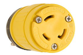 Pass & Seymour Turnlok 2947 Dust-Tight Large Straight Blade Locking Connector, 125 VAC, 30 A, 2 Poles, 3 Wires, Yellow