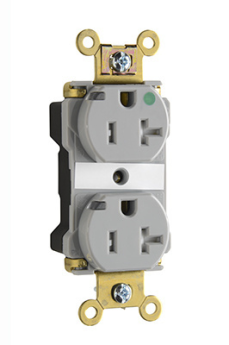 Pass & Seymour Straight Blade Receptacle PTTR8200-PII Duplex Extra Heavy Duty Straight Blade Receptacle, 125 VAC, 15 A, Ivory