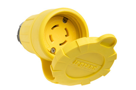 Pass & Seymour Turnlok 29W74 Watertight Locking Connector, 125/250 VAC, 30 A, 3 Poles, 4 Wires, Yellow