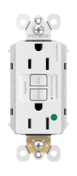 Pass & Seymour PT1597-HGW radiant Duplex Self-Test GFCI Receptacle, 125 VAC, 15 A, 2 Poles, 3 Wires, White