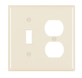 Pass & Seymour TP18LA Combination Openings 1 Toggle Switch and 1 Duplex Receptacle Two Gang Light Almond Thermoplastic Plate