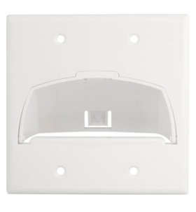 Pass & Seymour On-Q WP9002WH Double Gang Hinged Bullnose Wall Plate White