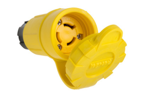 Pass & Seymour Turnlok 25W49 Watertight Locking Connector, 250 VAC, 15 A, 2 Poles, 3 Wires, Yellow