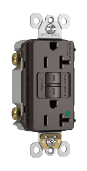 Pass & Seymour 2097-HG 2097HG Self-Test Duplex GFCI Receptacle, 125 VAC, 20 A, 2 Poles, 3 Wires, Brown