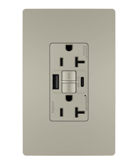 Pass & Seymour radiant 2097TRUSBACNIC4 radiant Tamper-Resistant 20A Duplex Self-Test GFCI Receptacles with SafeLock Protection Type A/C Outlet Nickel