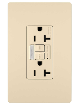 Pass & Seymour 2097-NTLTRI radiant Self-Test Tamper Resistant GFCI Receptacle With Nightlight, 125 VAC, 20 A, 2 Poles, Ivory