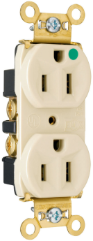 Pass & Seymour Straight Blade Receptacle PS8200-H Duplex Heavy Duty Wall Mount Straight Blade Receptacle, 125 VAC, 15 A, 2 Poles, 3 Wires, Brown