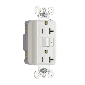 Pass & Seymour Straight Blade Receptacle RF26352CD-W Dual Control Duplex Extra Heavy Duty Plug Load RF Straight Blade Receptacle, 125 VAC, 20 A, White