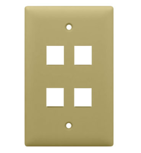 Pass & Seymour On-Q WP3404-IV 1-Gang 4-Port Keystone Wallplate Ivory