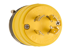 Pass & Seymour Turnlok 2876 Dust-Tight Large Straight Blade Locking Plug, 480 VAC, 30 A, 3 Poles, 4 Wires, Yellow