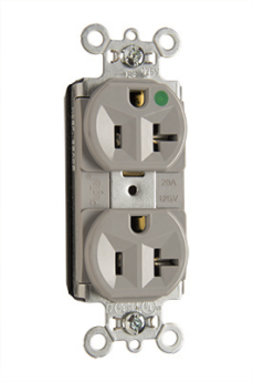 Pass & Seymour PT8300HGRY PlugTail 20A 125V Heavy Duty Hospital-Grade Compact Duplex Receptacle Gray